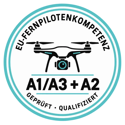 Siegel EU-Fernpilotenkompetenz A1/A3 + A2, geprüft und qualifiziert